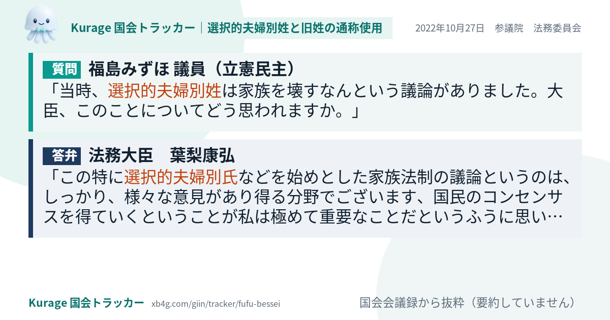 質問と答弁のカード