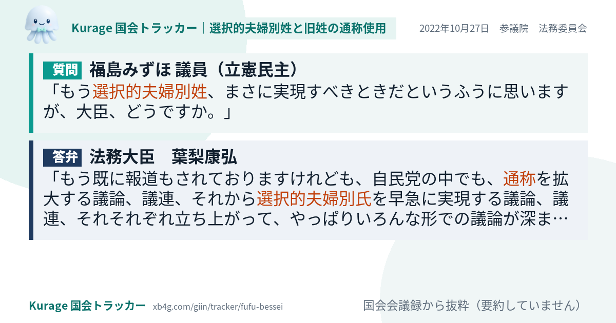 質問と答弁のカード
