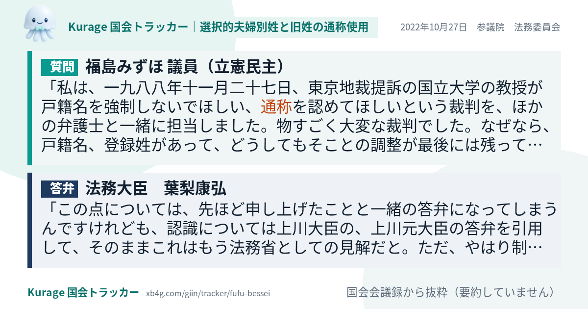 質問と答弁のカード
