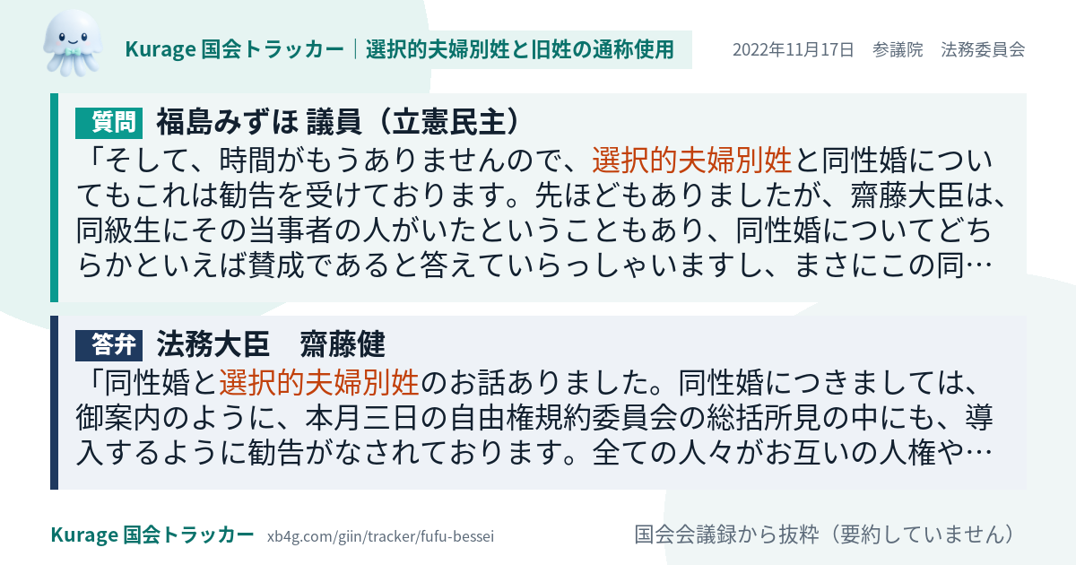 質問と答弁のカード