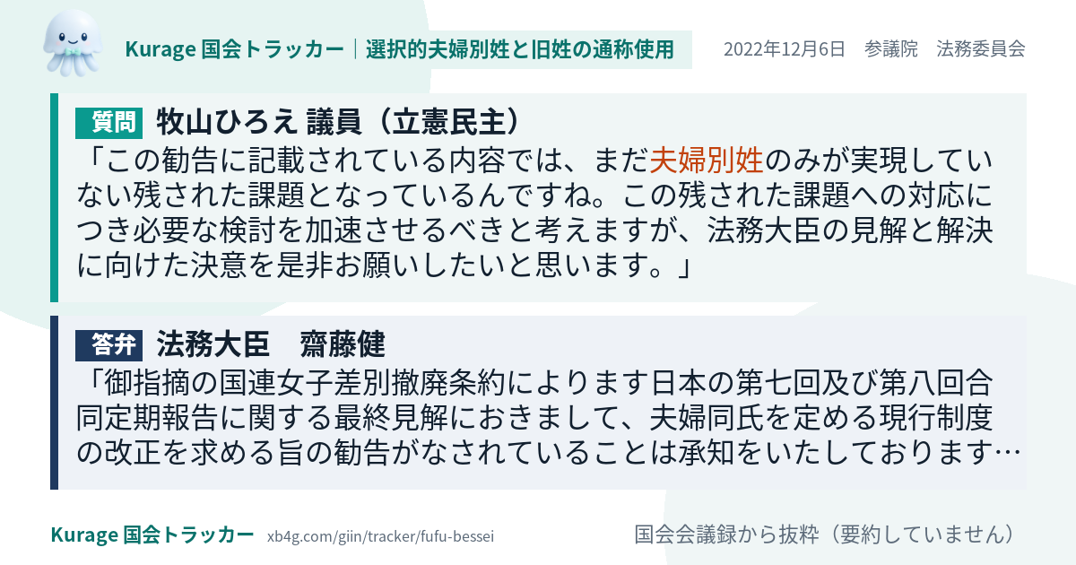 質問と答弁のカード