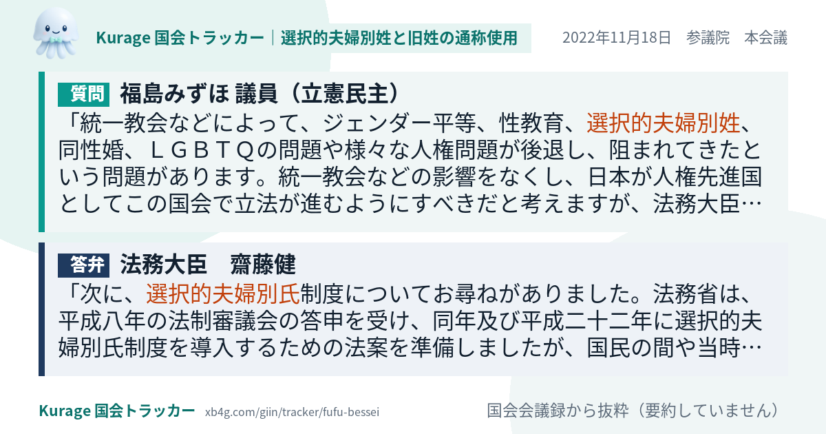 質問と答弁のカード