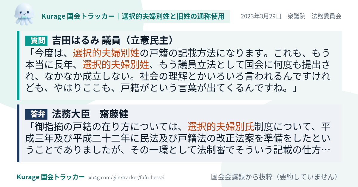 質問と答弁のカード