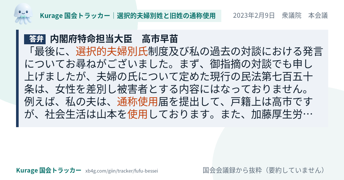 質問と答弁のカード