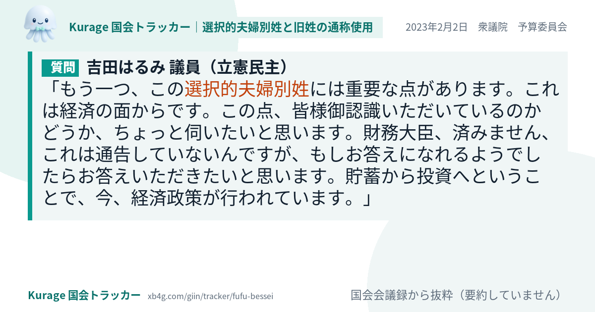 質問と答弁のカード