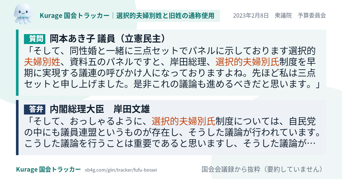 質問と答弁のカード
