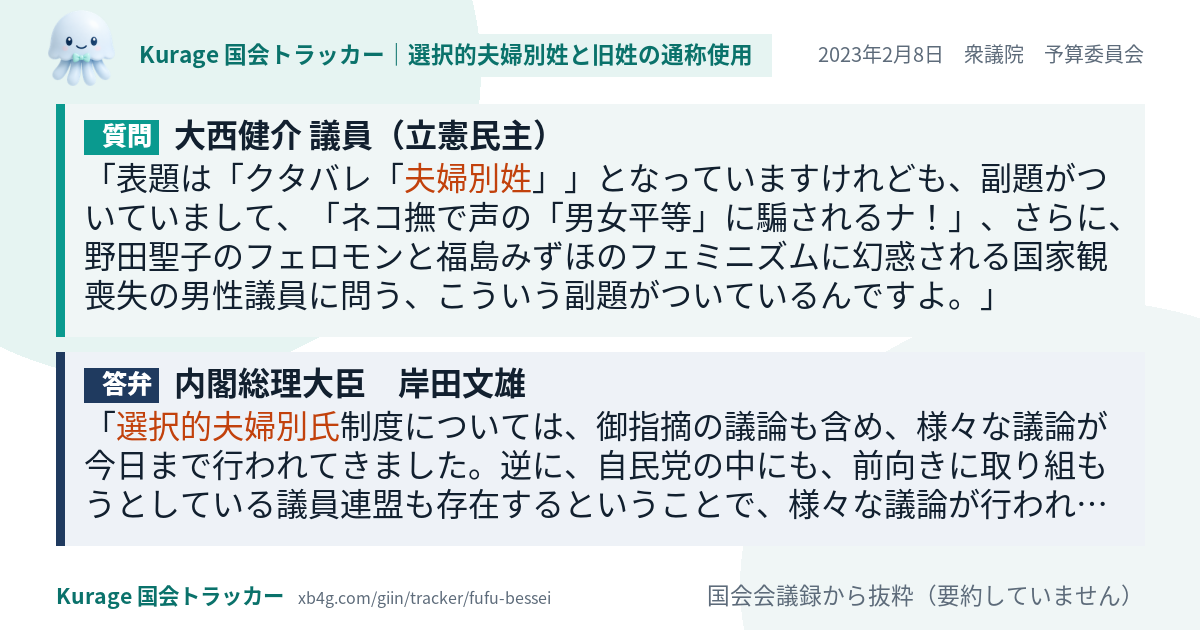 質問と答弁のカード