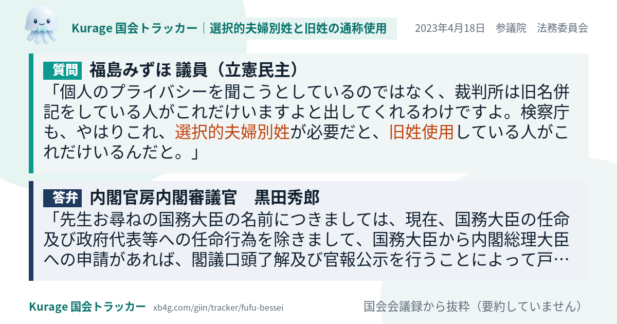 質問と答弁のカード