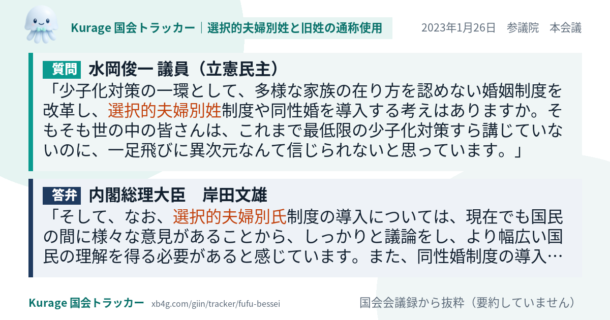 質問と答弁のカード