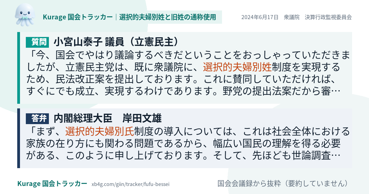 質問と答弁のカード