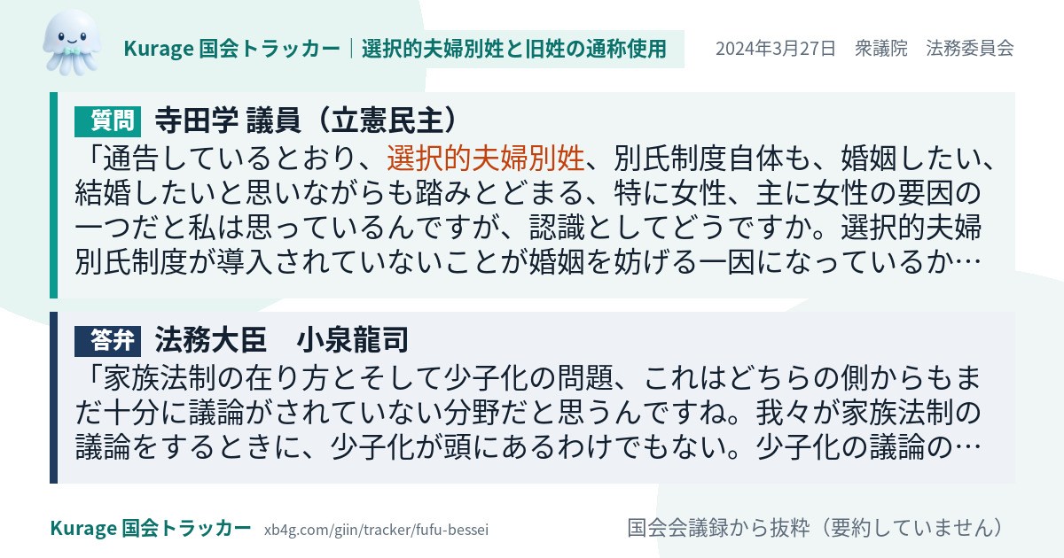 質問と答弁のカード