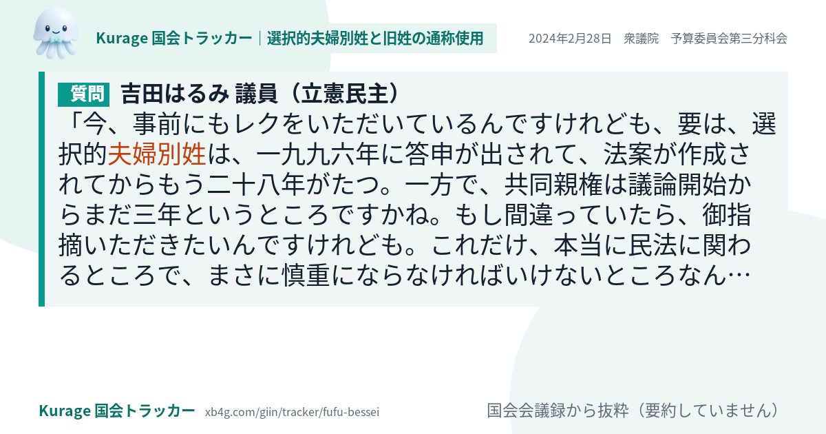 質問と答弁のカード