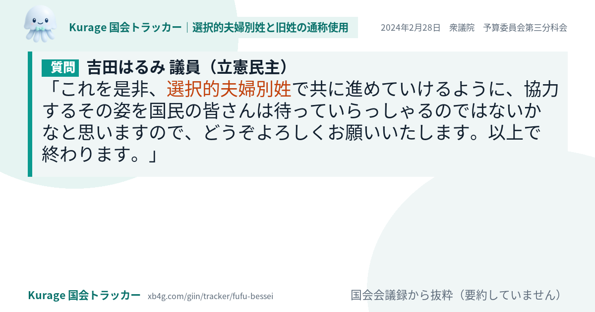 質問と答弁のカード