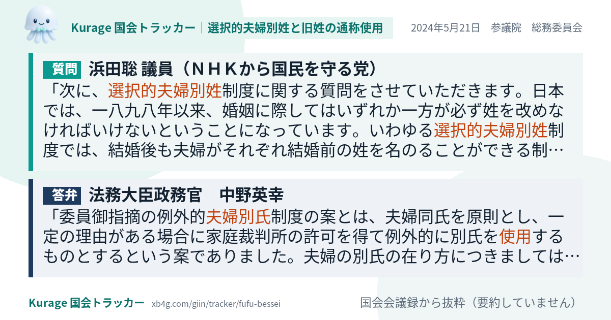 質問と答弁のカード