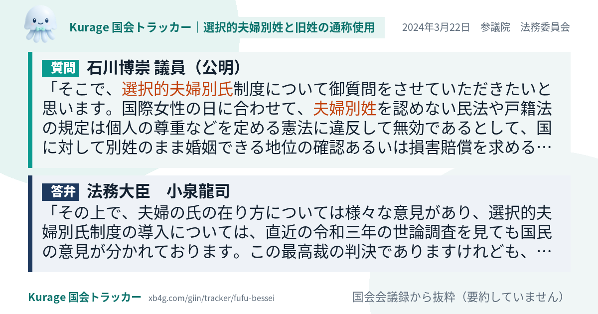 質問と答弁のカード