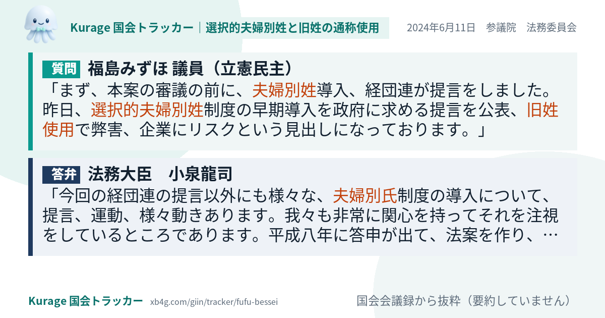 質問と答弁のカード
