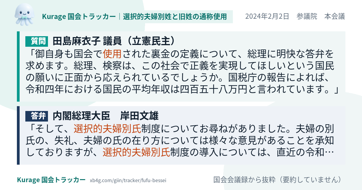 質問と答弁のカード