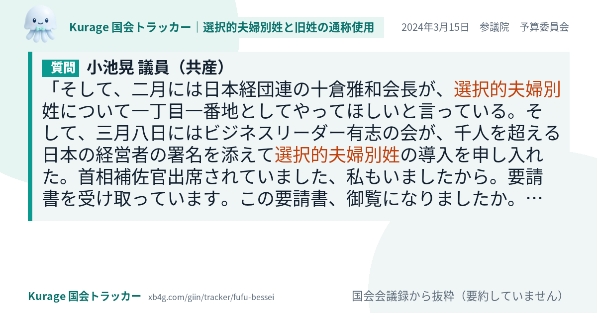 質問と答弁のカード