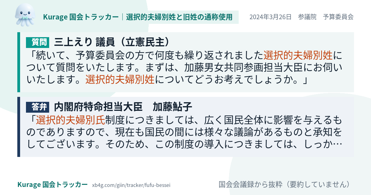質問と答弁のカード