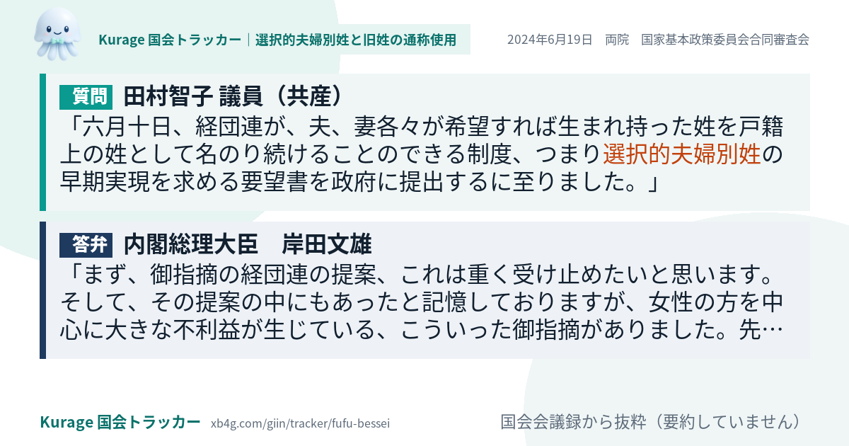 質問と答弁のカード