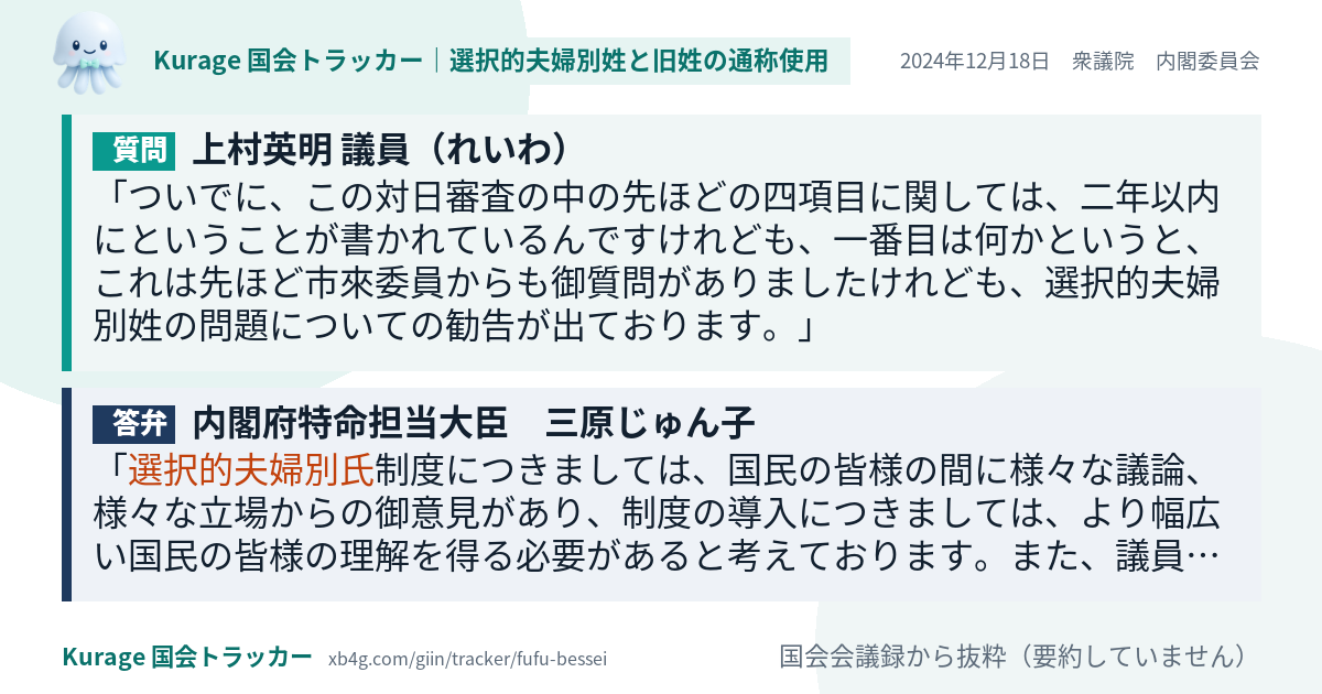 質問と答弁のカード