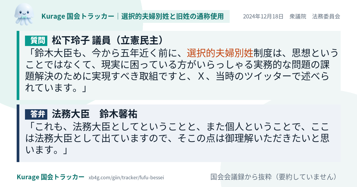 質問と答弁のカード