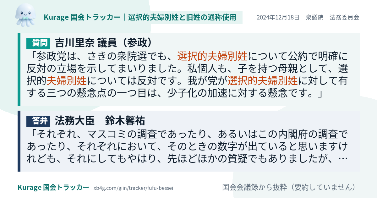 質問と答弁のカード