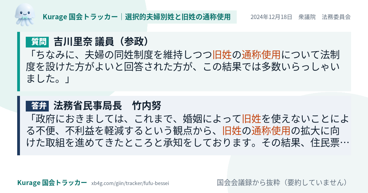 質問と答弁のカード