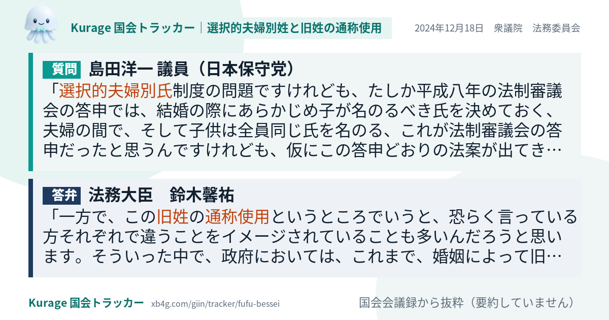 質問と答弁のカード