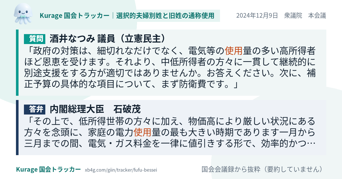 質問と答弁のカード