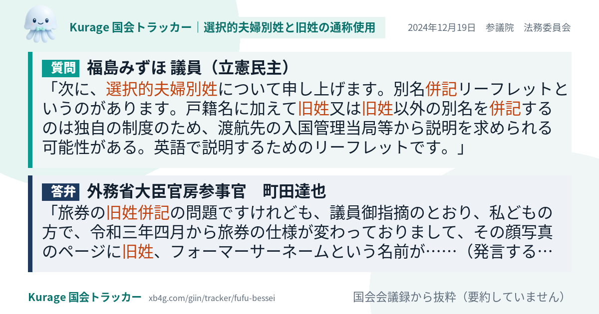 質問と答弁のカード