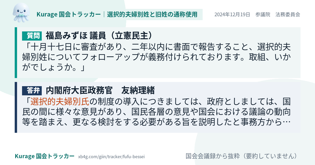 質問と答弁のカード