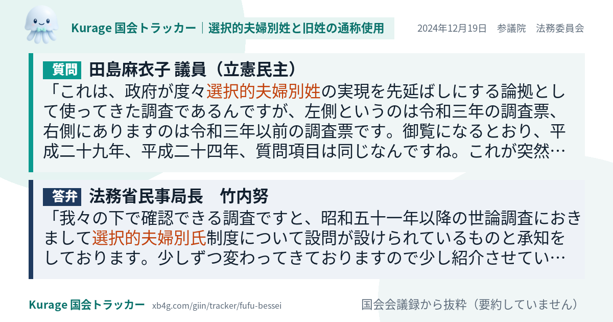 質問と答弁のカード
