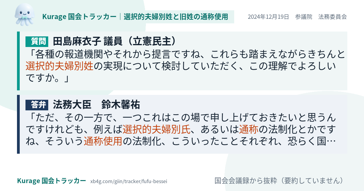 質問と答弁のカード