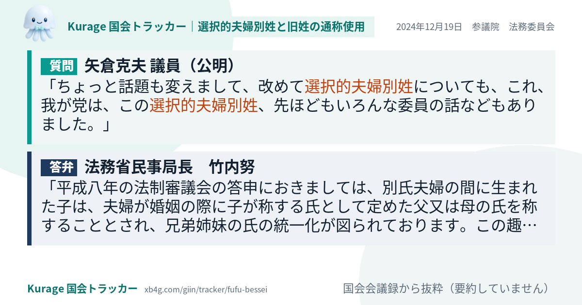 質問と答弁のカード