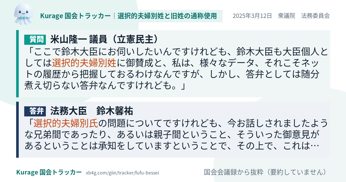 質問と答弁のカード