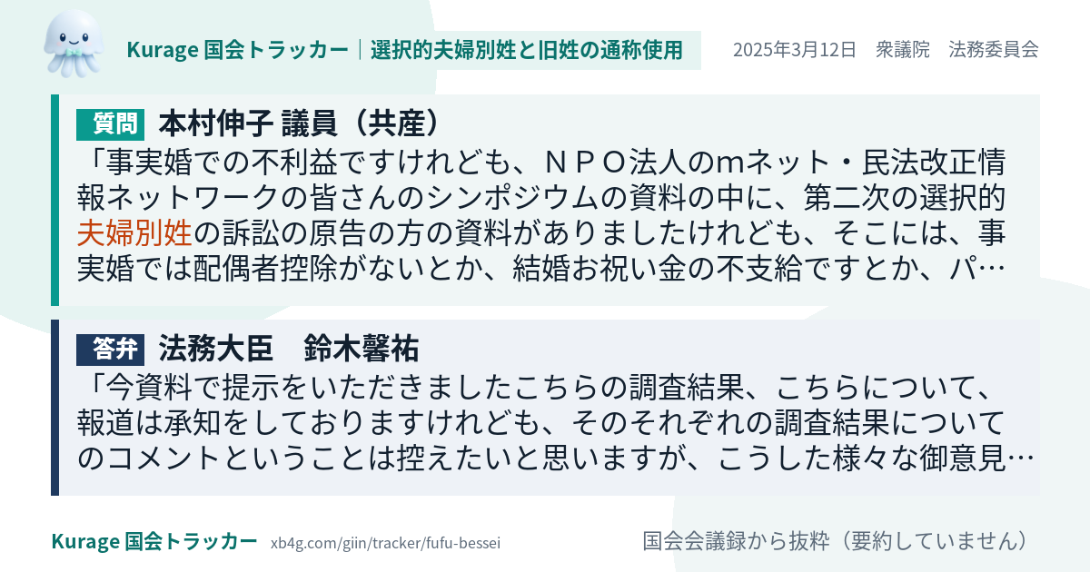 質問と答弁のカード