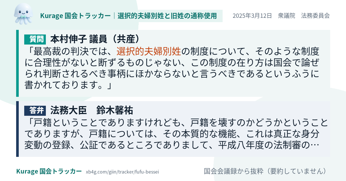 質問と答弁のカード
