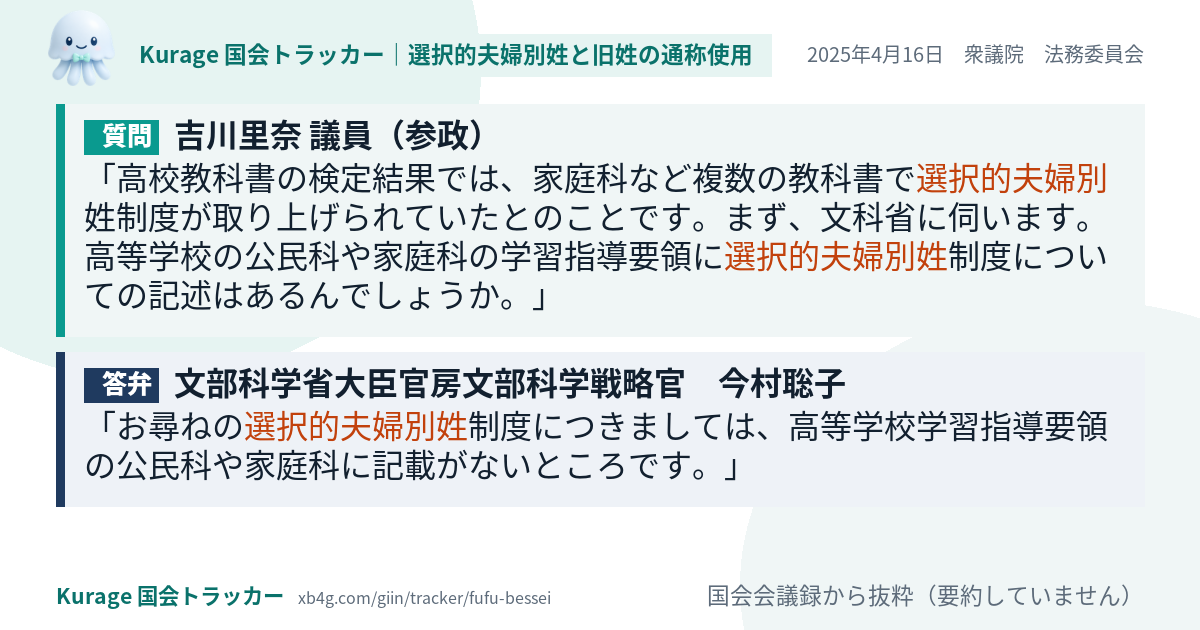 質問と答弁のカード