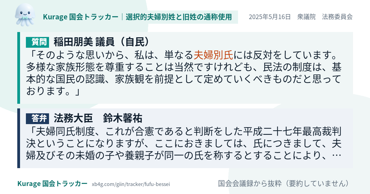 質問と答弁のカード