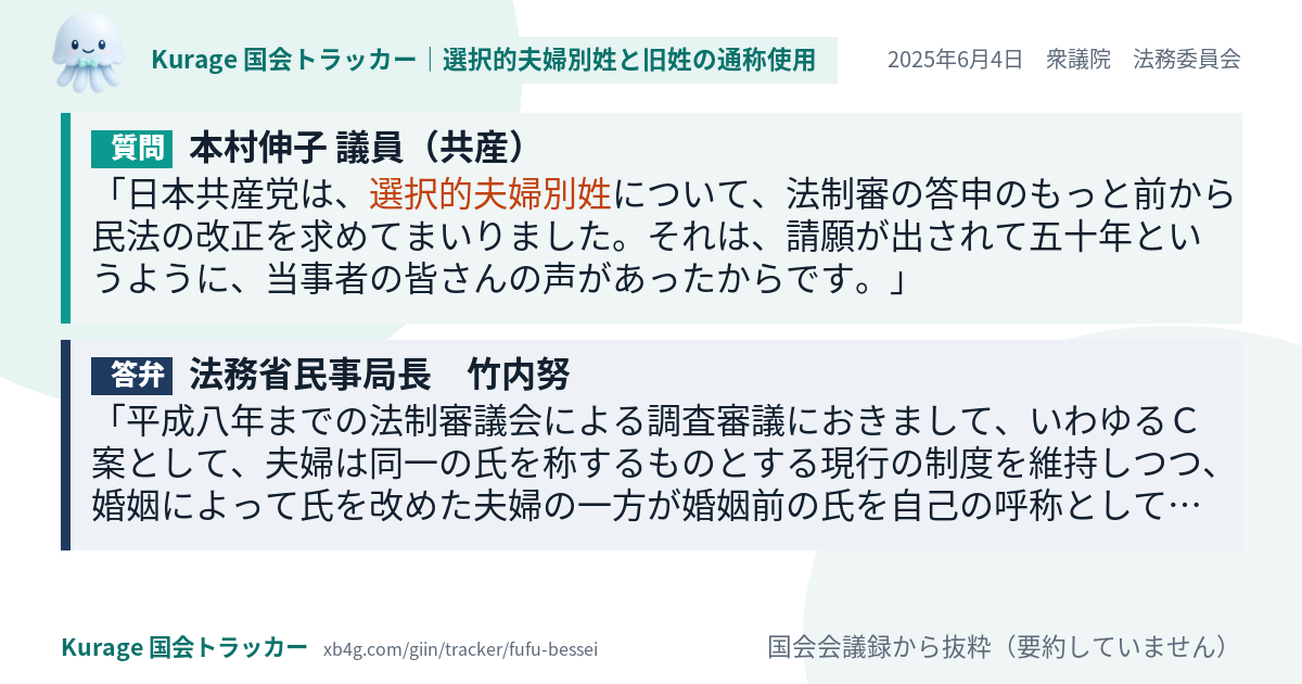 質問と答弁のカード