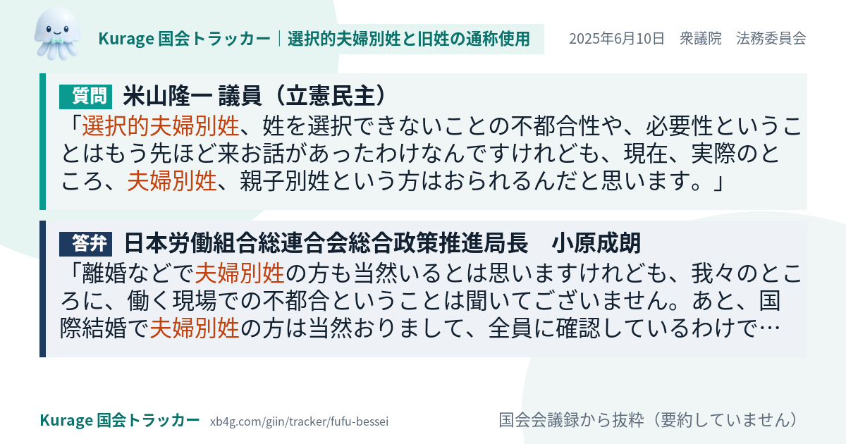 質問と答弁のカード