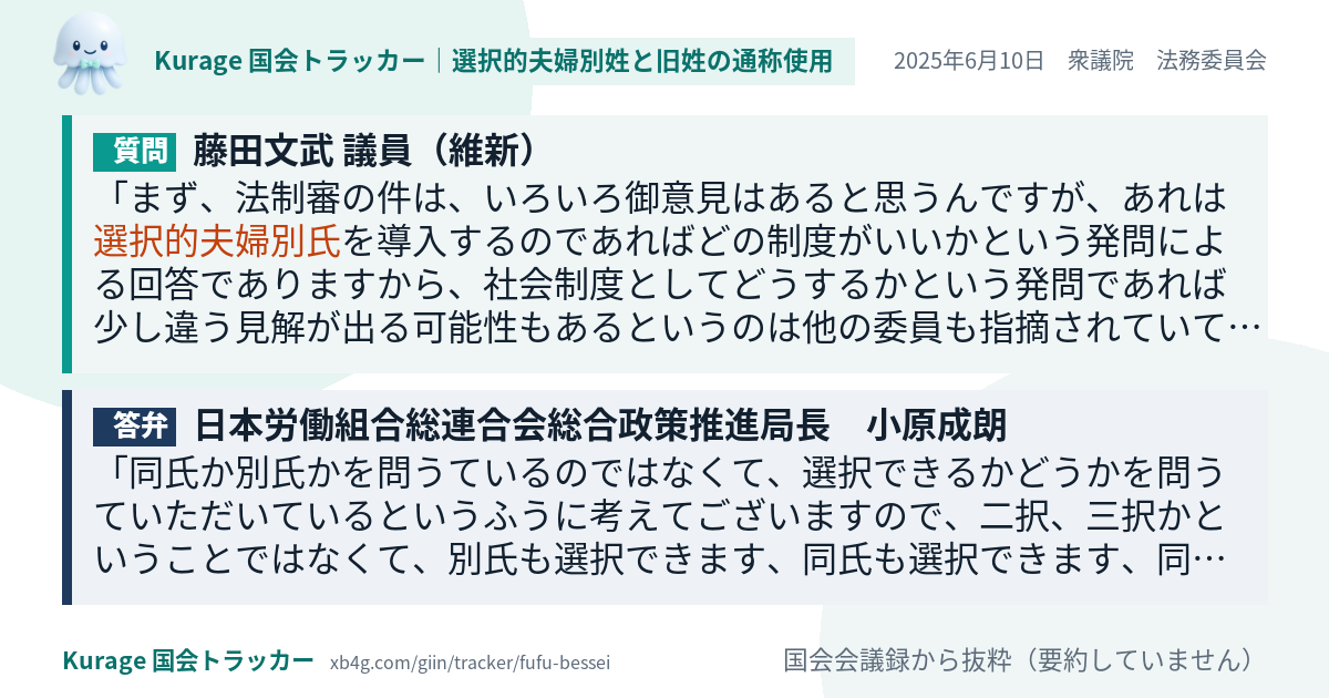質問と答弁のカード