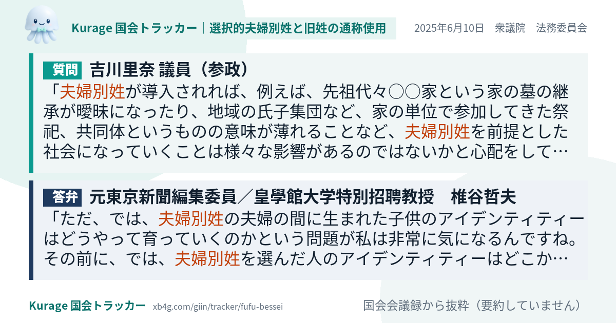 質問と答弁のカード