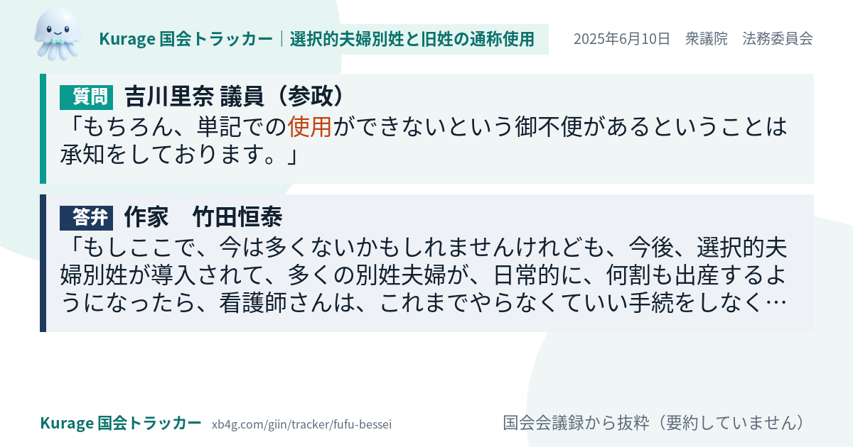 質問と答弁のカード