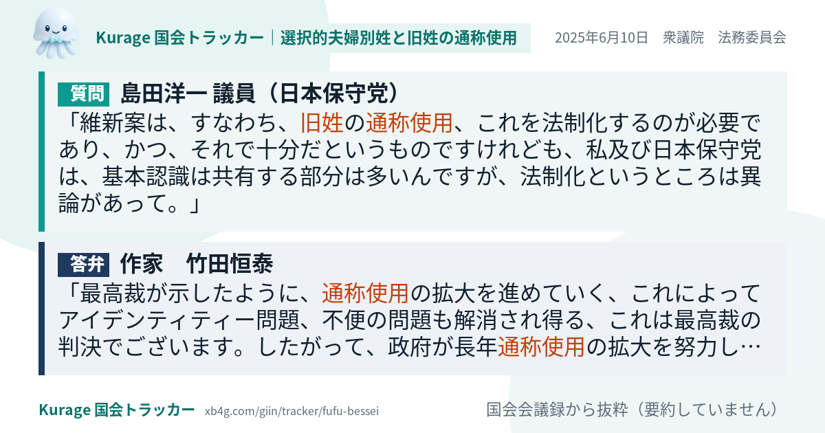 質問と答弁のカード