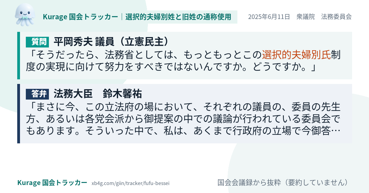 質問と答弁のカード