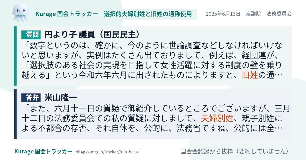 質問と答弁のカード