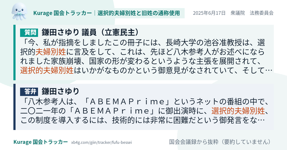 質問と答弁のカード