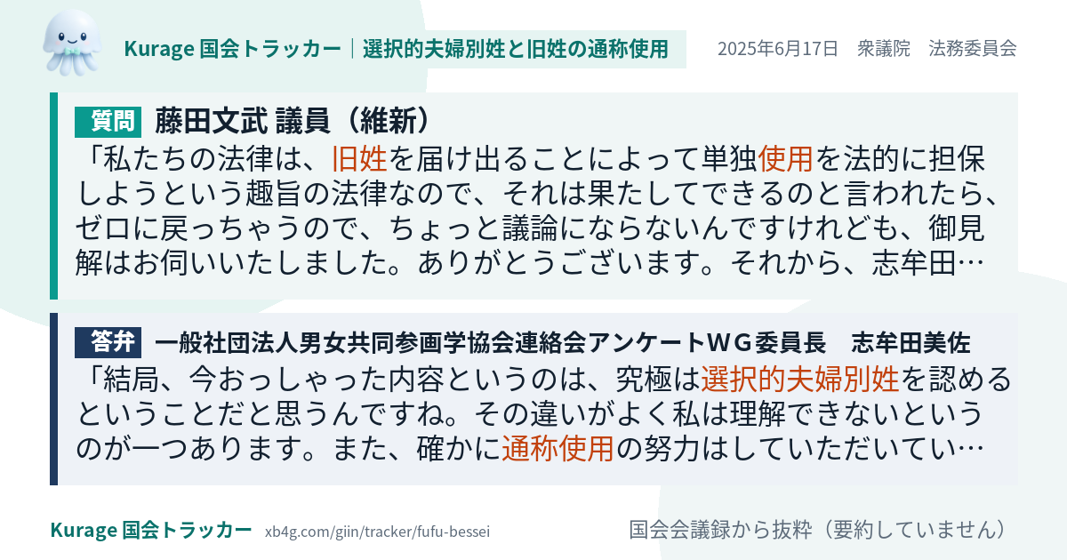 質問と答弁のカード